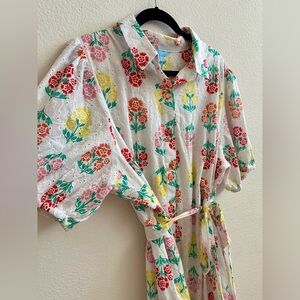 Draper James RSVP Button Down Wrap Dress with Eyelet Flowers / Size 3X